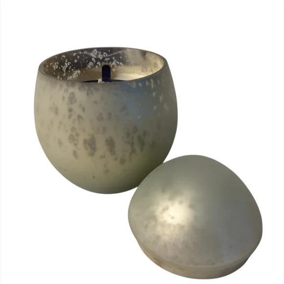 White Mercury Glass Egg-Shaped Candle By SDS for HD - Picture 2 of 4